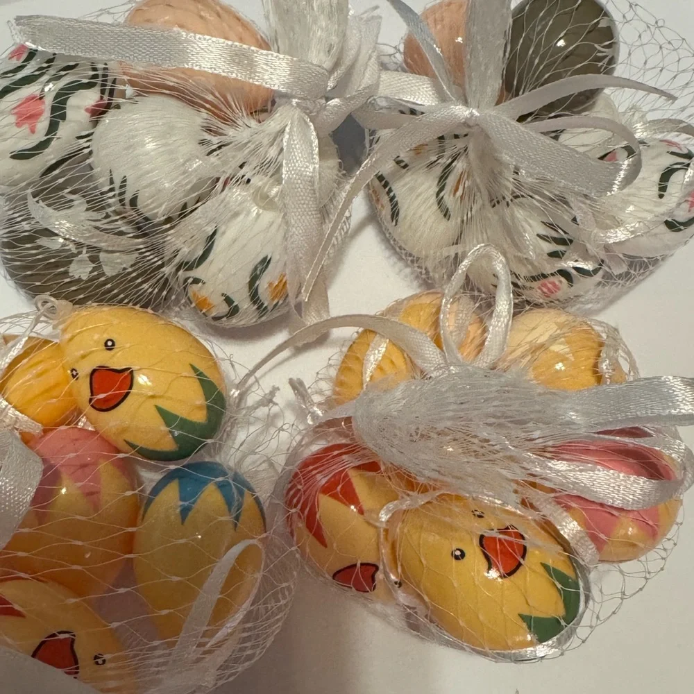 Cute Yellow Chick and Flower Printed Easter Ornaments